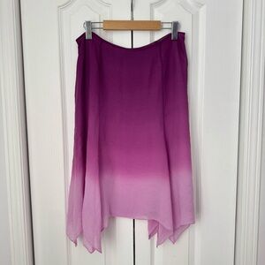 ALFANI Vintage Ombré Purple Silk Fairy Handkerchief Hem Slip Midi Skirt